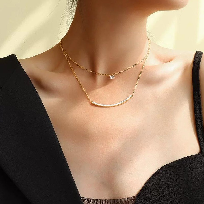 ZIRCONIA LAYERED NECKLACE