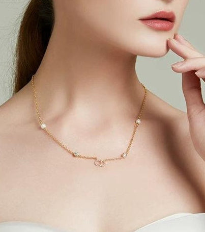 RHINESTONE PEARL NECKLACE