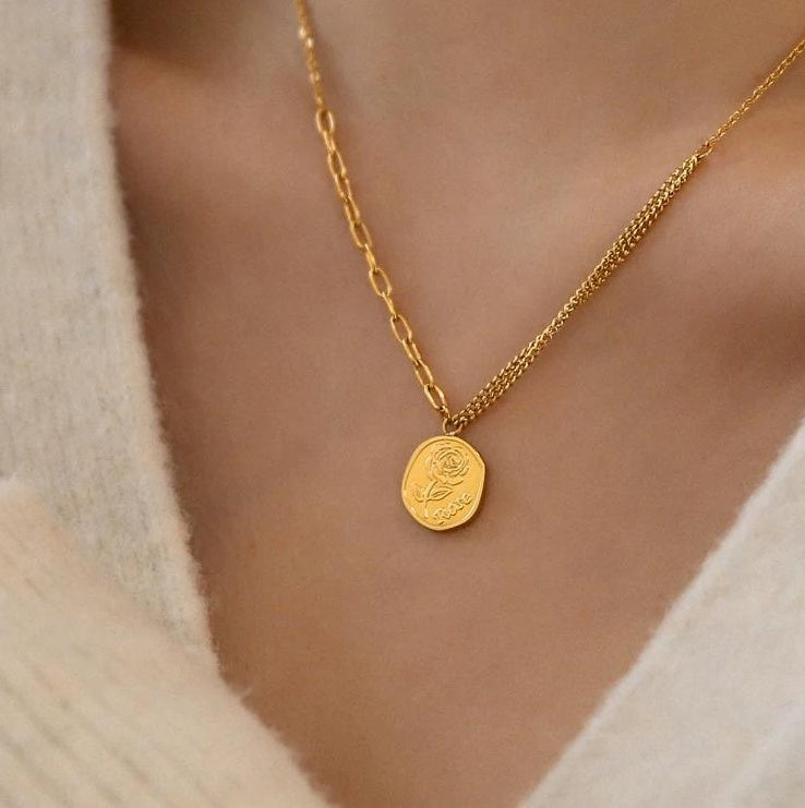 LUXURY ROUND-PLATE CHAIN NECKLACE