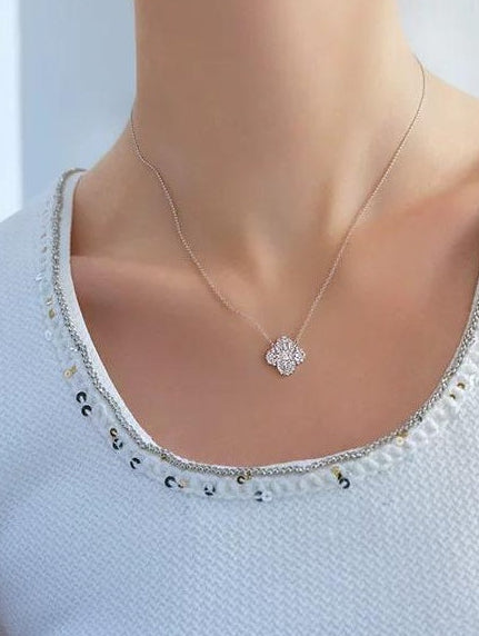 SILVER CLOVER PENDANT NECKLACE