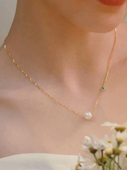 CELADON BEADED PEARL NECKLACE