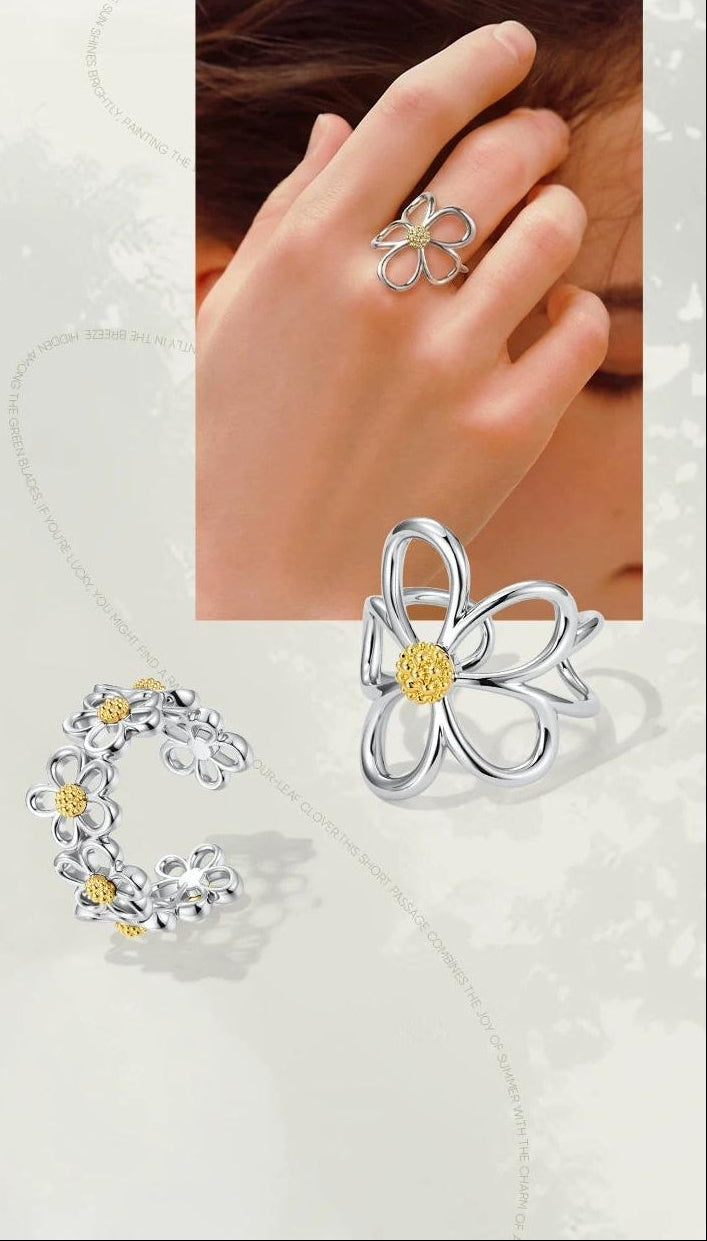 FLORAL OPEN RING JEWELRY