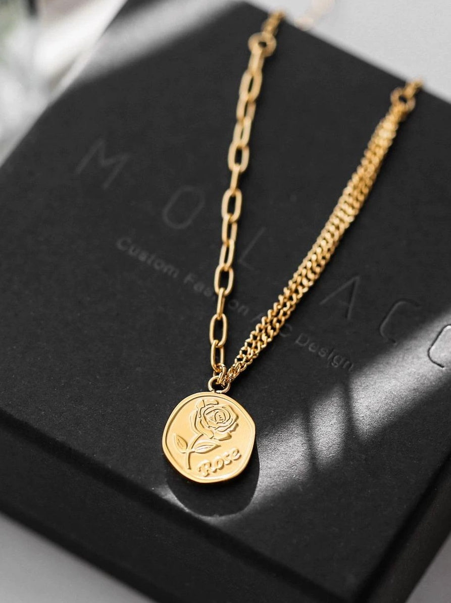 LUXURY ROUND-PLATE CHAIN NECKLACE