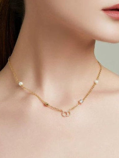 RHINESTONE PEARL NECKLACE
