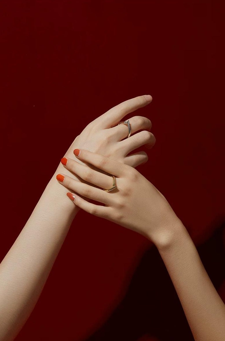 GEOMETRIC COUPLE RINGS SET