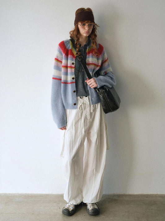 LUXURY MOHAIR STRIPED KNIT SWEATER