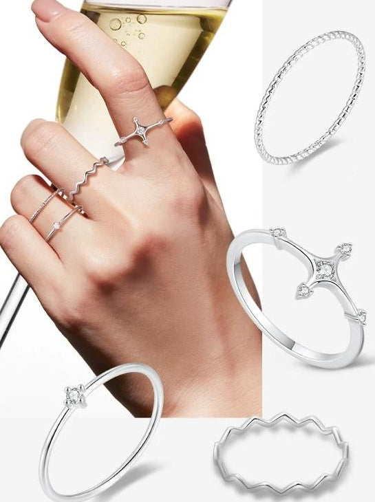 LIGHT LUXURY STACKING RINGS SET