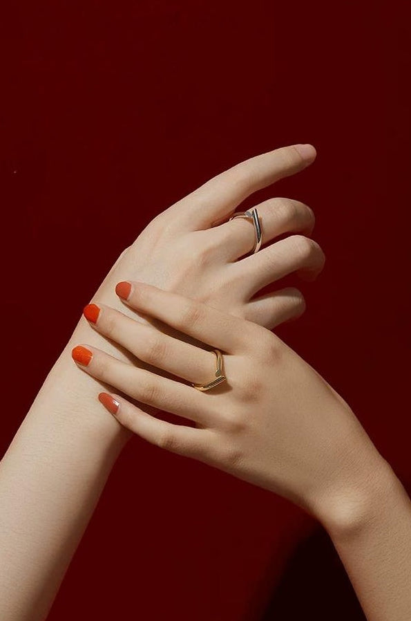 GEOMETRIC COUPLE RINGS SET