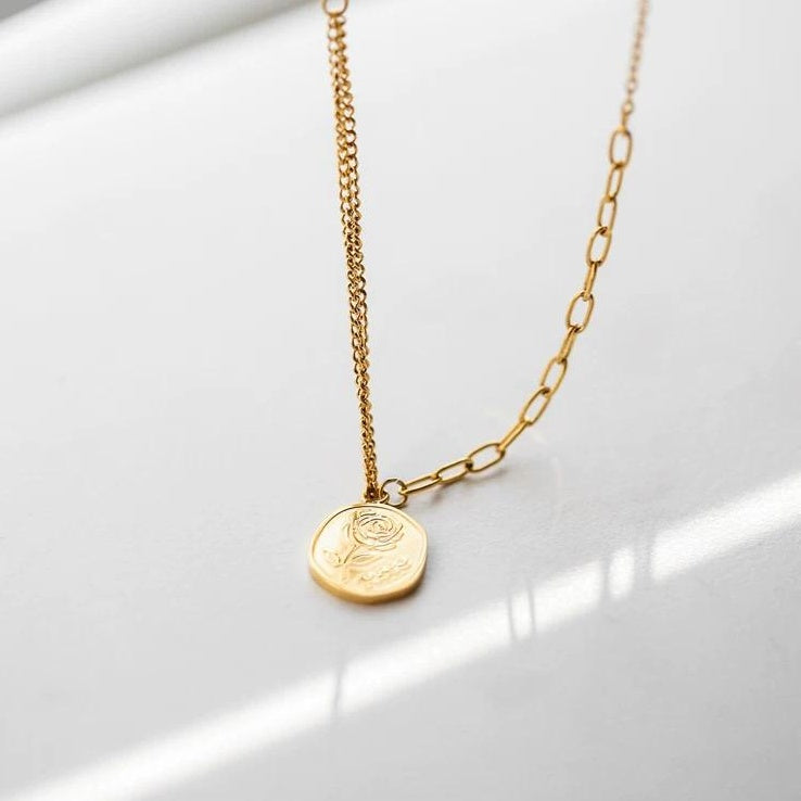 LUXURY ROUND-PLATE CHAIN NECKLACE