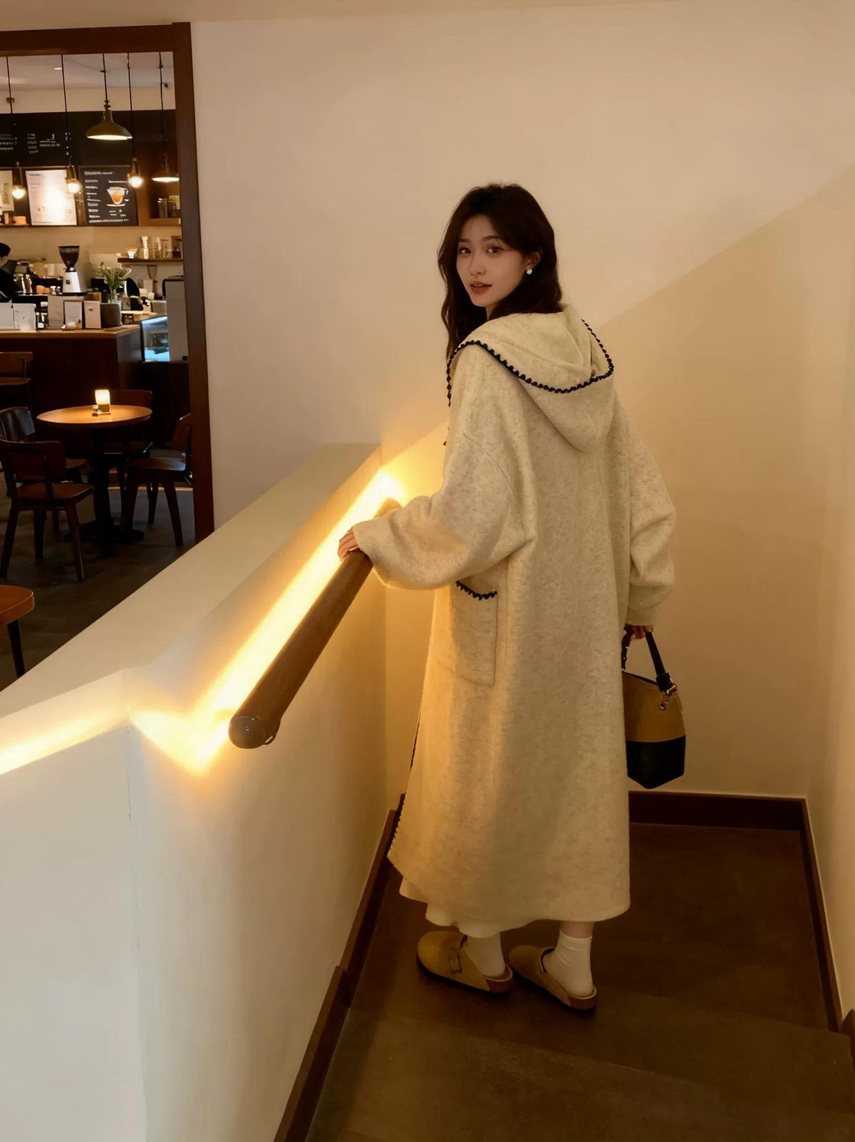 HOODED KNIT SWEATER JACKET