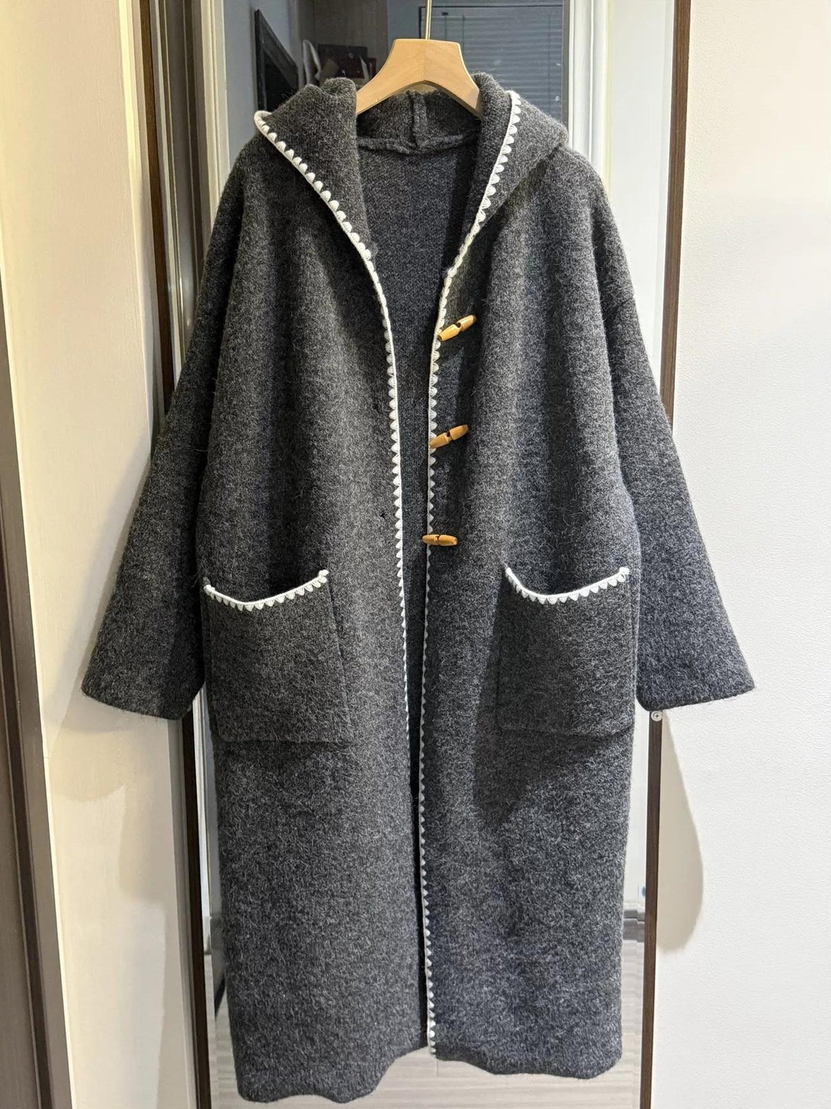 HOODED KNIT SWEATER JACKET
