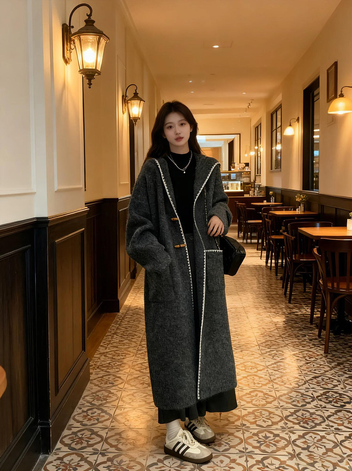 HOODED KNIT SWEATER JACKET