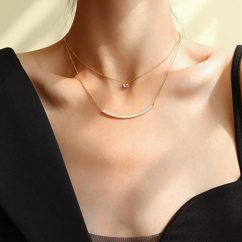 ZIRCONIA LAYERED NECKLACE