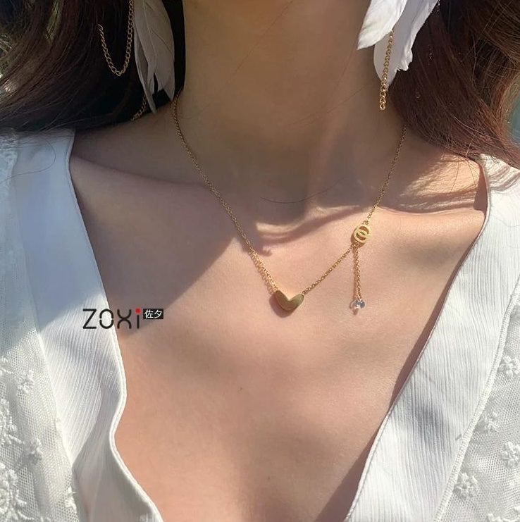 HEART-SHAPED CRYSTAL COLLAR NECKLACE