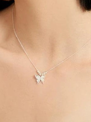 FAUX CAT'S EYE BUTTERFLY NECKLACE