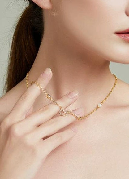 RHINESTONE PEARL NECKLACE
