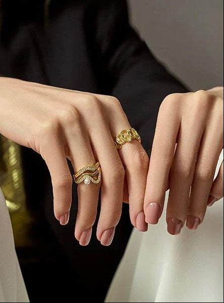 RETRO GOLD STACKING RINGS SET