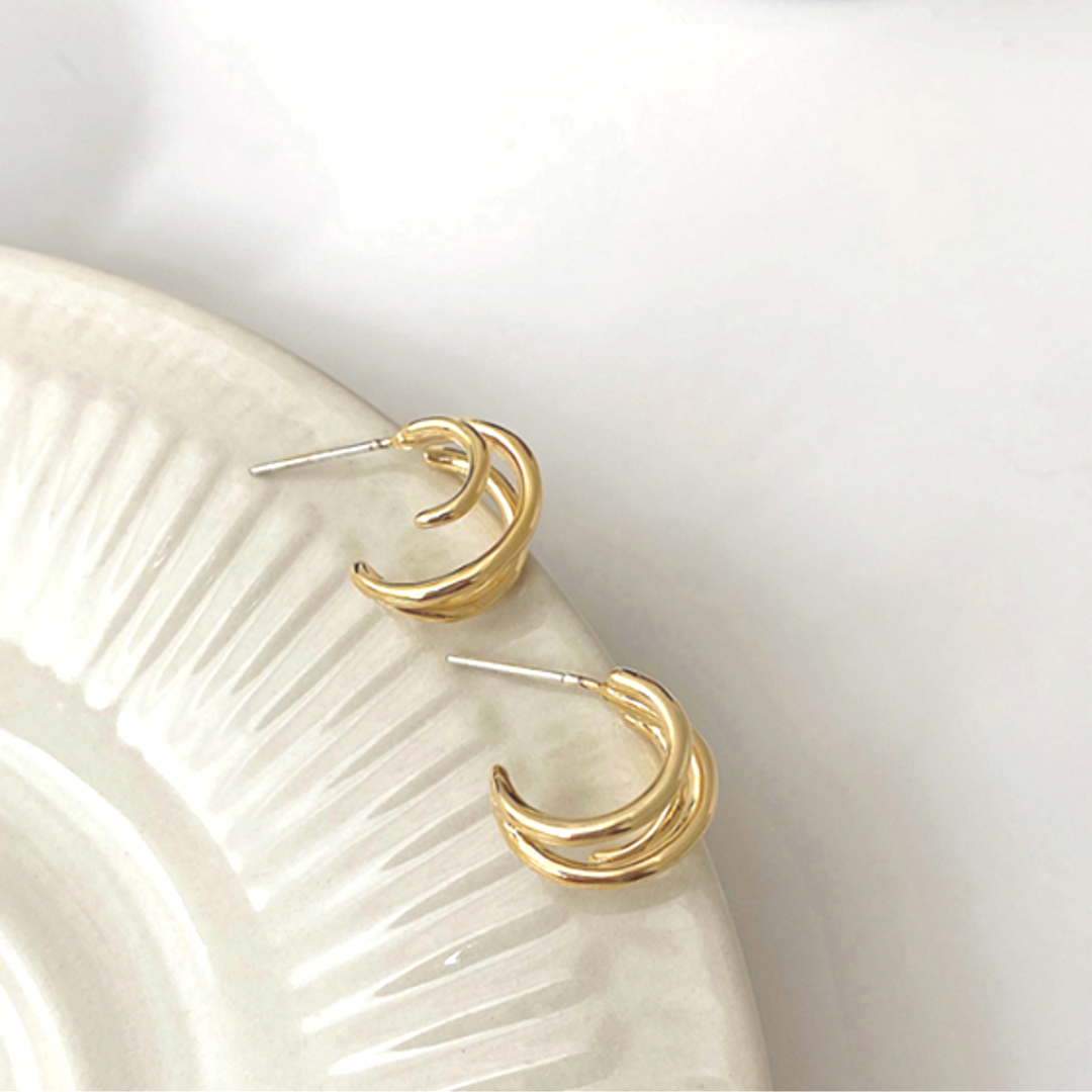 [Calma] LAYER HOOP PIERCE (Gold)