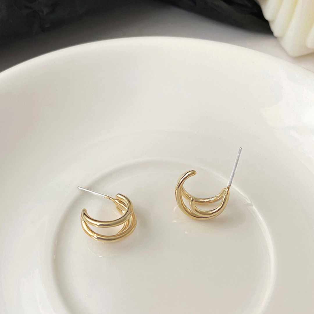 [Calma] LAYER HOOP PIERCE (Gold)