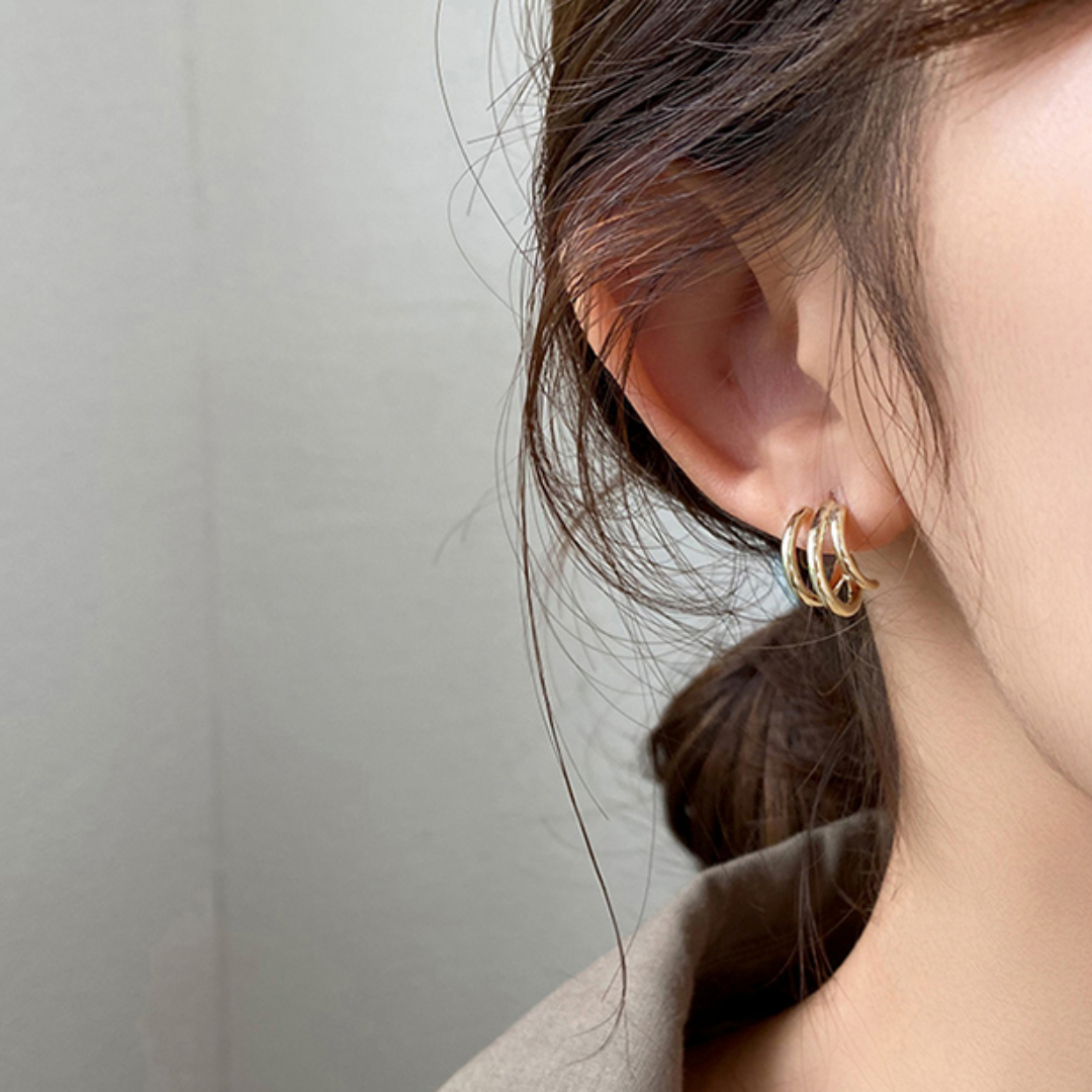 [Calma] LAYER HOOP PIERCE (Gold)