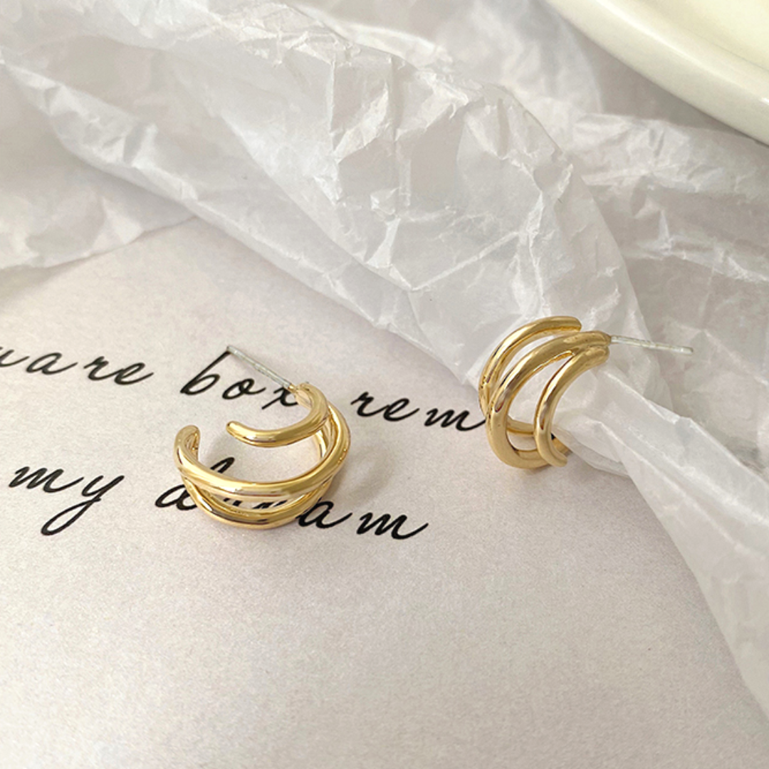 [Calma] LAYER HOOP PIERCE (Gold)